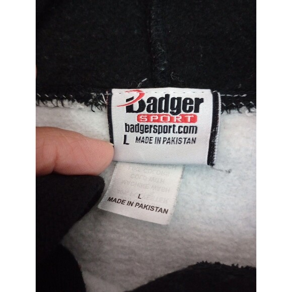 Badger Sport Gray/Black Accent Long Sleeve Pullover Hoodie Size L - Picture 4 of 11